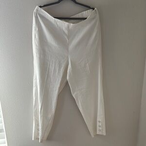 J. Jill Linen Stretch white flat front elastic back side zip cropped pants Sz XL